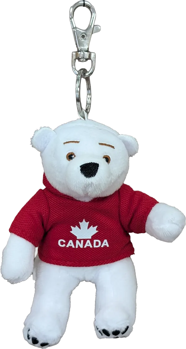Zipper Pull, Polar Bear, Canada Solid Red