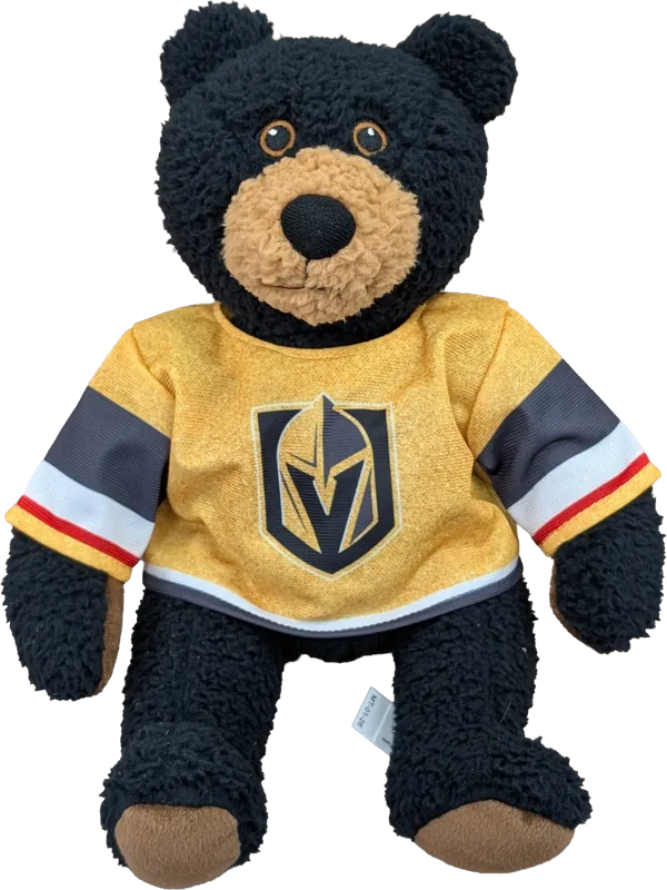 10 inch Curly Critter Black Bear, Vegas Golden Knights Jersey