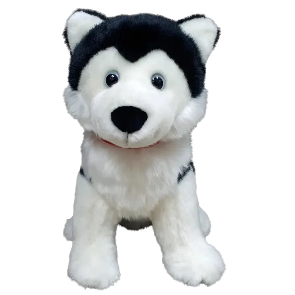 12 inch Sitting Black Husky with Red Canada Ribbon