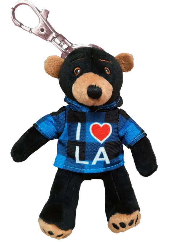 Zipper Pull, Black Bear, I (Heart) La, Blue Jack