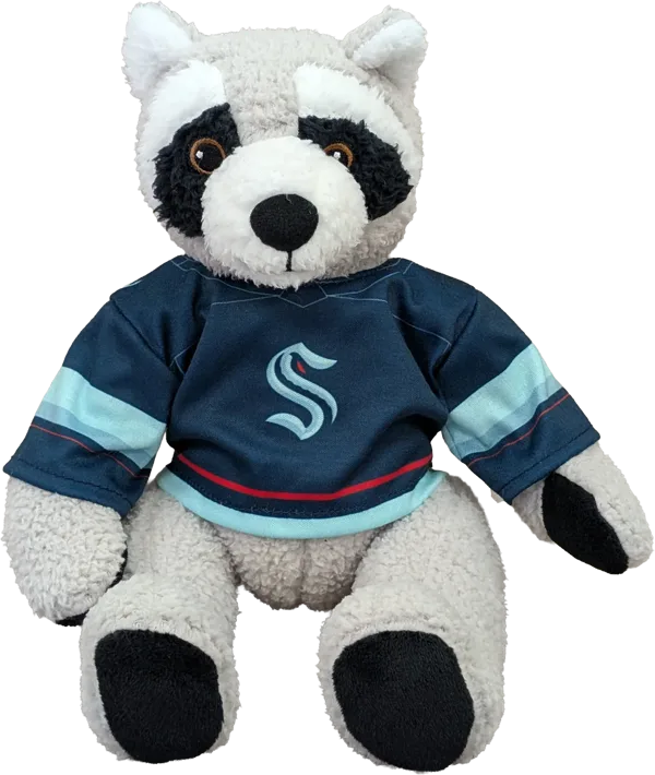 10 inch Curly Critter Raccoon, Seattle Kraken Home Jersey