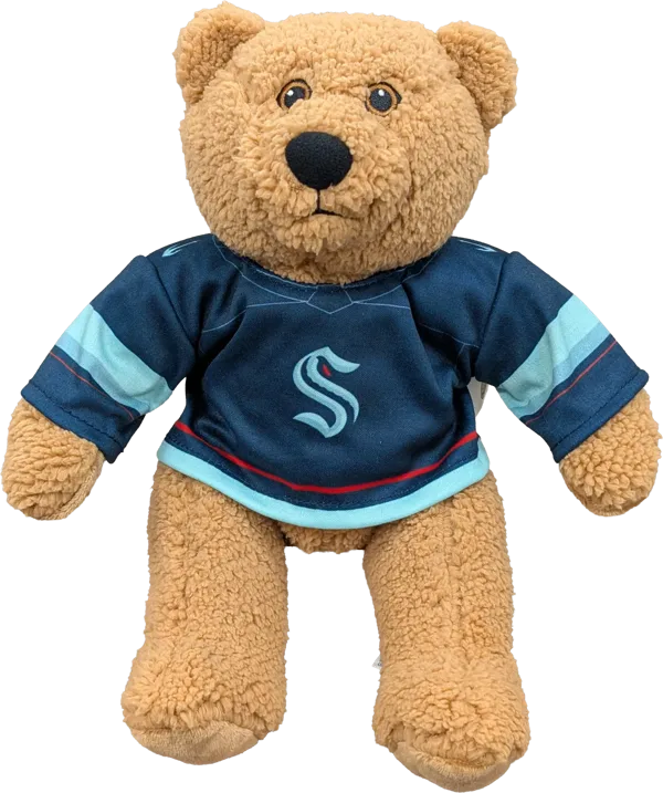10 inch Curly Critter Brown Bear, Seattle Kraken Home Jersey