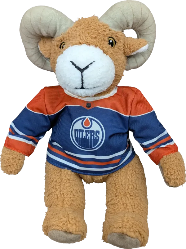 10 inch Curly Critter Ram, Edmonton Oilers Home Jersey