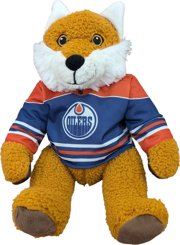 10 inch Curly Critter Fox, Edmonton Oilers Home Jersey