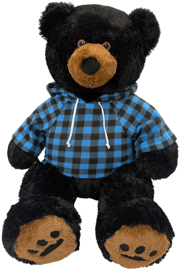 34 inch Cuddle Critter Black Bear (price includes custom embroidered hoody)