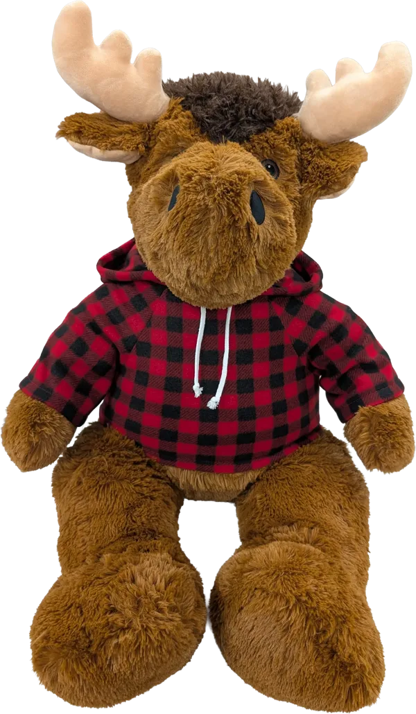 34 inch Cuddle Critter Moose (price includes custom embroidered hoody)