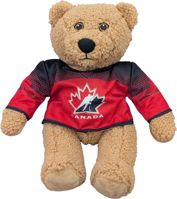 10 inch Curly Critter Brown Bear, Hockey Canada Jersey