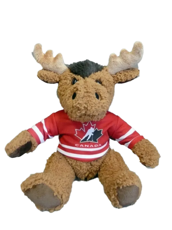10 inch Curly Critter Moose, Hockey Canada Jersey