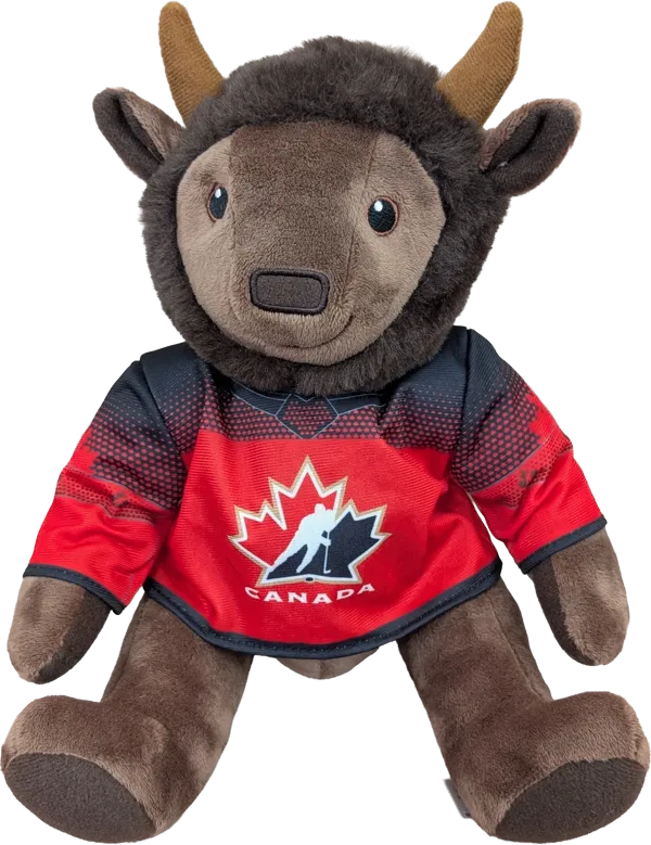 10 inch Curly Critter Buffalo, Hockey Canada Jersey