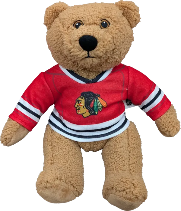 10 inch Curly Critter Brown Bear, Chicago Blackhawks