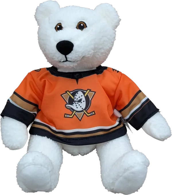 10 inch Curly Critter Polar Bear, Anaheim Ducks Jersey