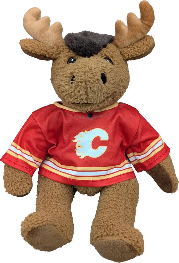 10 inch Curly Critter Moose, Calgary Flames Jersey