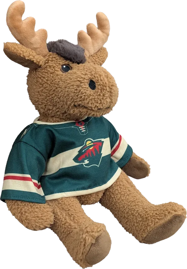 10 inch Curly Critter Moose, Minnesota Wild Jersey