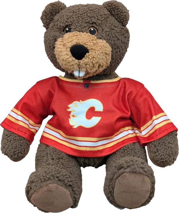 10 inch Curly Critter Beaver, Calgary Flames Jersey