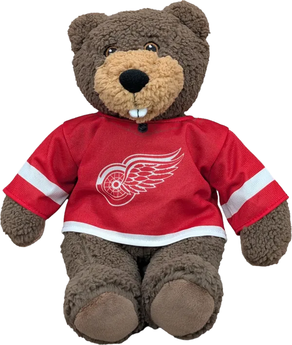 10 inch Curly Critter Beaver, Detroit Red Wings