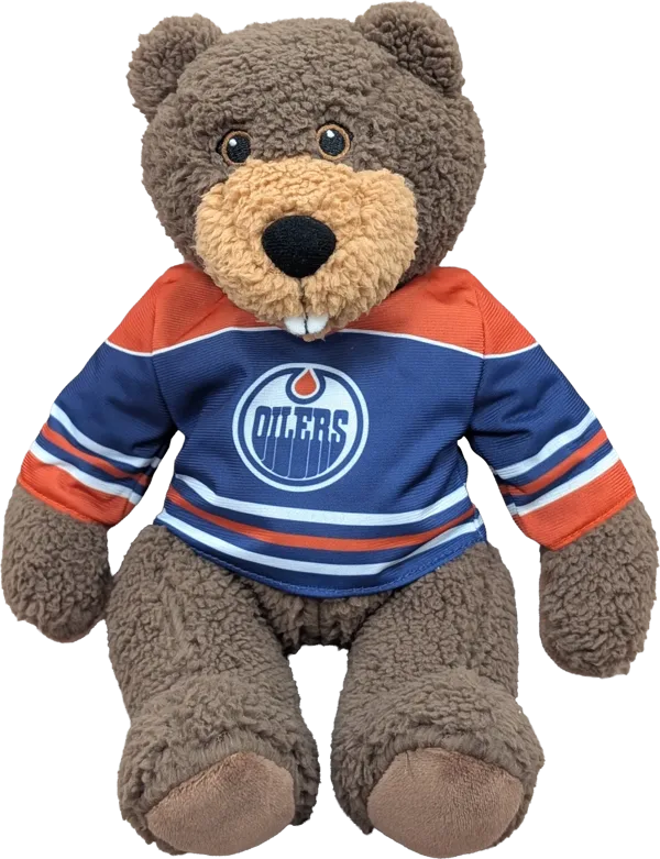 10 inch Curly Critter Beaver, Edmonton Oilers Jersey